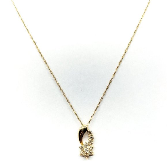 Genuine Italy 18k Yellow Gold Vintage PENDANT Diamond Stone 0.98Ct NECKLACE - Picture 1 of 9